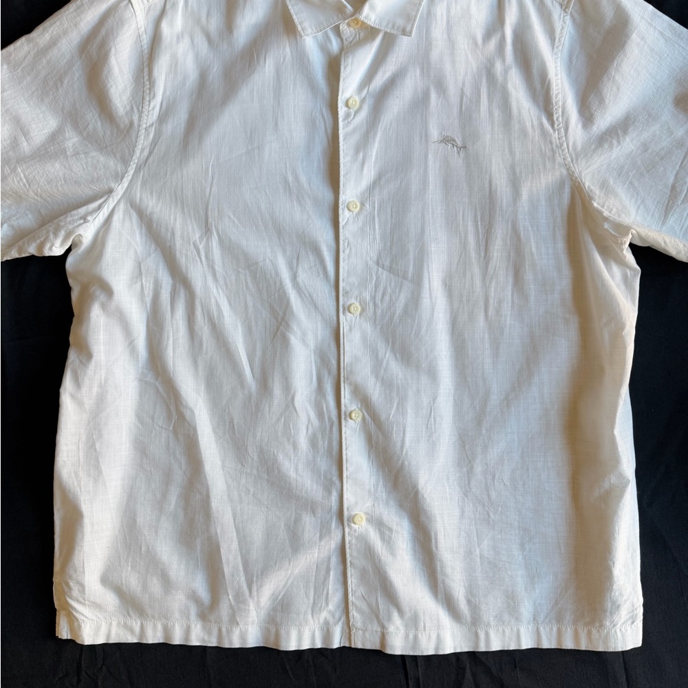 Tommy Bahama White Short-Sleeve Linen Button-Down